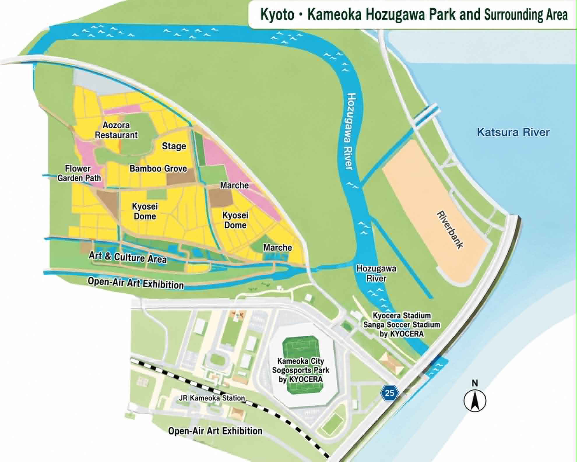 Map of Kyoto · Kameoka Hozugawa Park and the surrounding festival area