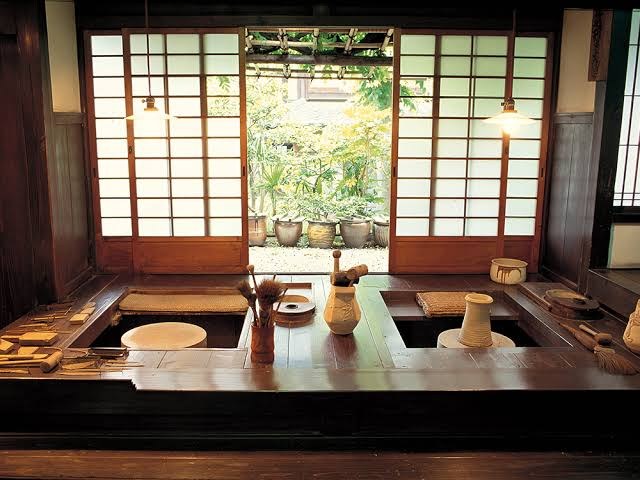 Interior of Kawai Kanjiro's House looking out onto the garden through shoji screens